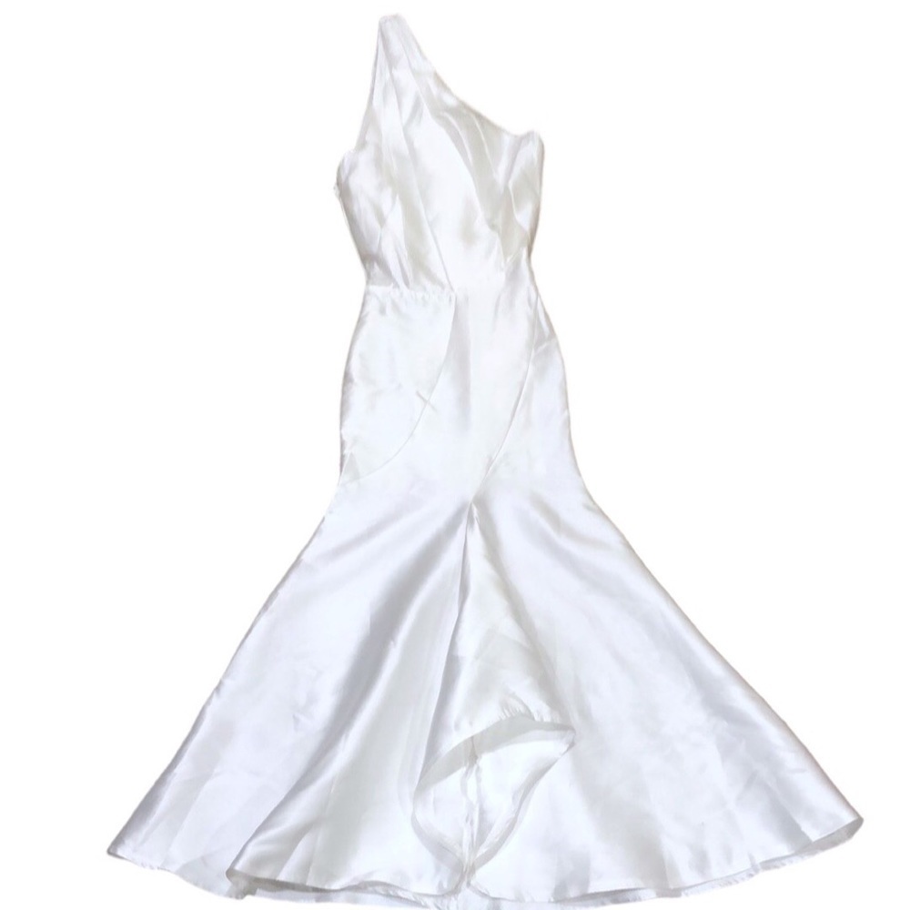 NWT POXI Wedding Gown Size XS Ivory One Shoulder Maxi Dress